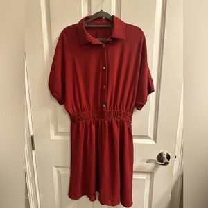 Burgundy Dress- Casual with cinched waist